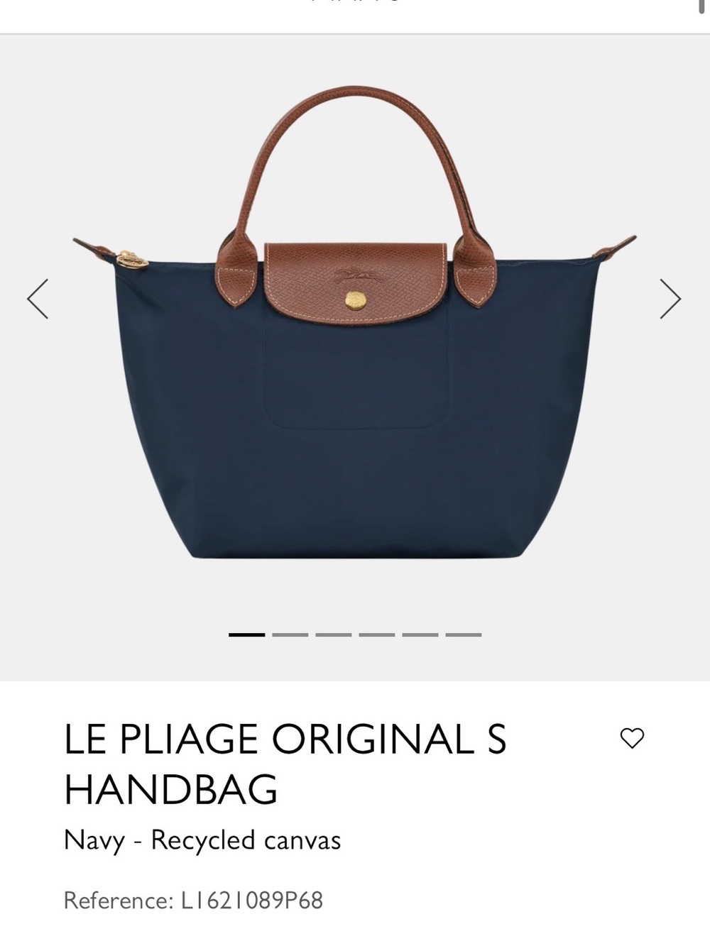 Longchamp Navy Tote with Brown Leather Trim